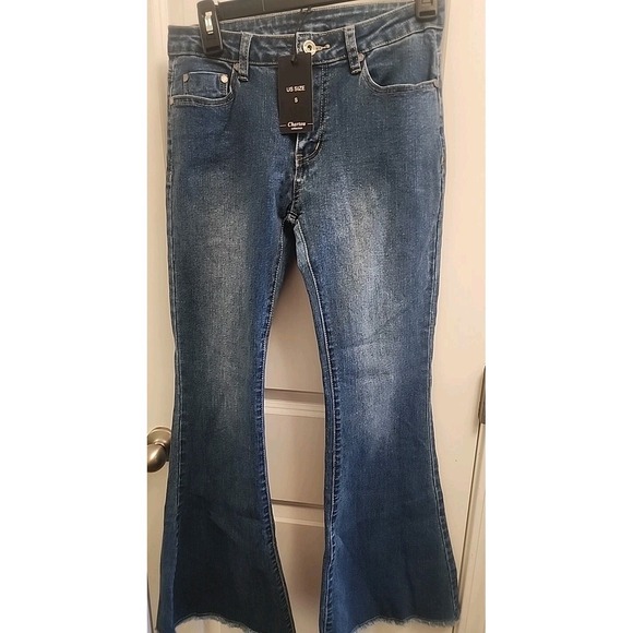 Chartou Collection Big Flare Jeans Size S Blue Denim Small New 26 Waist Womens - Picture 2 of 7